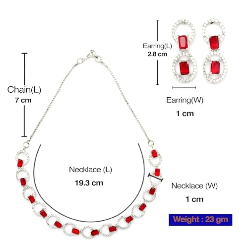 Image of ZENEME Rhodium-Plated American Diamond Studded Disc-Shaped Necklace With Earrings Jewellery Set For Girls and Women