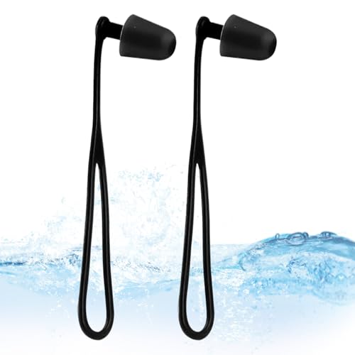 Tapones para los oídos impermeables – Tapones para los oídos de natación para adultos, auriculares reutilizables de silicona, protector auditivo cómodo, diseño de ajuste seguro con correa para piscina