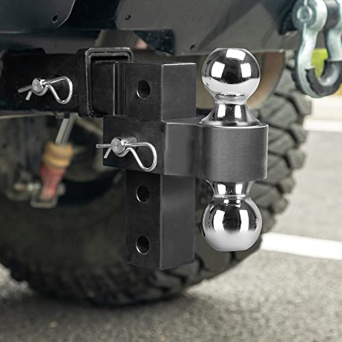 Yitamotor Adjustable Trailer Hitch Ball Mount W/Forged Aluminum Shank, 6-Inch Drop/Rise, Fits 2-Inch Receiver, 2'' & 2-5/16'' Combo Aluminum Tow Balls With Double Stainless Steel Pins, Black #TOP5