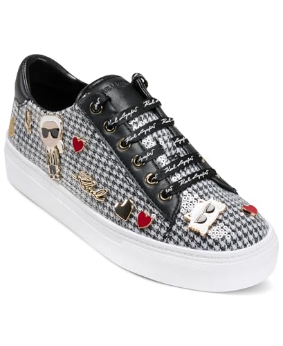 Image of Karl Lagerfeld Women's Cate Pins Tweed Lace up Sneaker
