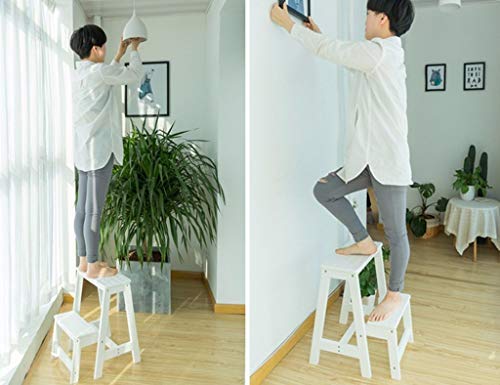 Tabouret pliant échelette à 2 couches blanc pour cuisine - 6