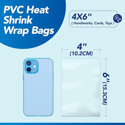 Metronic 4x6 500pack Shrink Wrap Bags for Soaps, Candles, Jars and Small Gifts,Clear Heat Shrink Wrap/Shrink Film Wrap