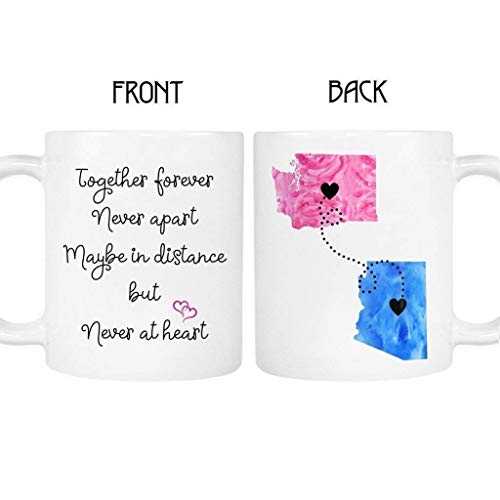 Long Distance Relationship Mug, Personalize, States, Countries and Provinces, 11oz or 15oz