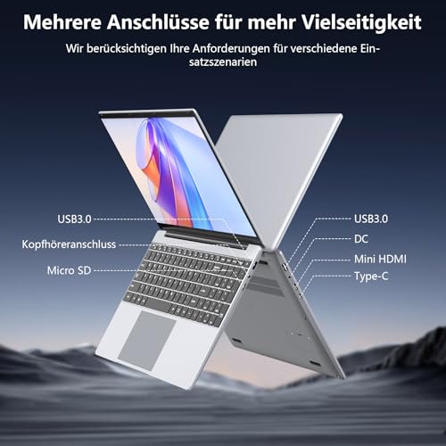 Gezoon 15.6 Zoll Laptop Computer | 15.6 Zoll FHD Display | 4C4T N100 Prozessor 3.4GHz | 16GB DDR4 RAM | 1TB SSD | UHD Graphics | Win 11 Pro | Duales WLAN | Bluetooth 5 | 2 x USB 3.0 | 6500 mAh