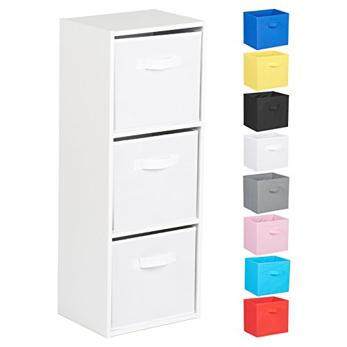 Hartleys 3 Tier White Cube Unit - White Storage Boxes