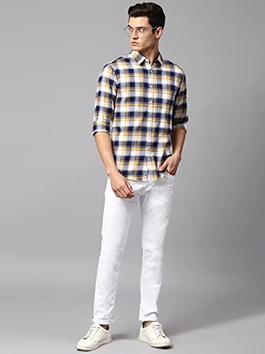 Image of Dennis Lingo Men's Yellow Slim Fit Cotton Casual Shirt