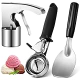 SiliFine 3 Pcs Cylinder Ice Cream Scoop with Trigger Classic Ice Cream Scooper Stainless Steel Ice Cream Spade Set for Kitchen
