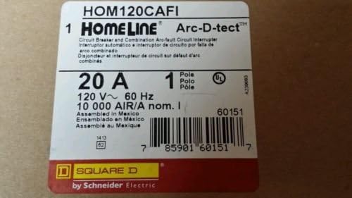 Square D Homeline HOM120CAFI NIB 20 Amp 120 Volt Arc Fault Circuit Breaker NIB