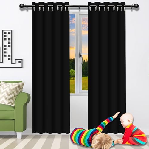 Rideau opaque 158 x 310 cm isolant thermique noir pour salon
