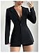 SweatyRocks Women's 2 Piece Outfits Long Sleeve Button Blazer and Fitted Shorts Business Suits Black Small