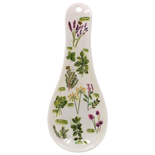 The Leonardo Collection Jennifer Rose Gallery - Soporte para cucharas de jardín de hierbas | Soporte para utensilios de porcelana con diseño botánico | Elegante accesorio de cocina | Estilo rústico de