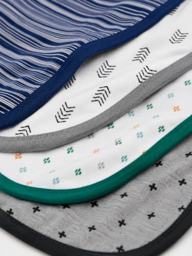 Image of TuddyBuddy Baby Burp Cloth Towel Napkins for Baby Large 17x12 Inches, Premium Double Layer 100% Cotton (4 Pcs Burp Towels, Whites Grey & Blue Stripes)