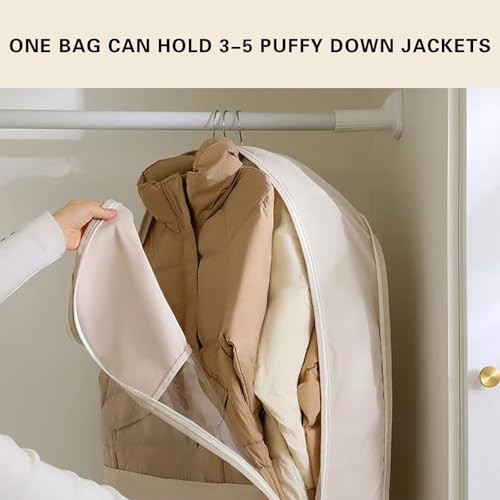 Garment Bag for Travel Hanging Clothes, Suit Bag with Self Compression Zipper, Space Saver Closet Storage Organizer for Dress, Coat, Shirts, Down Jacket (Pink, 52'')4