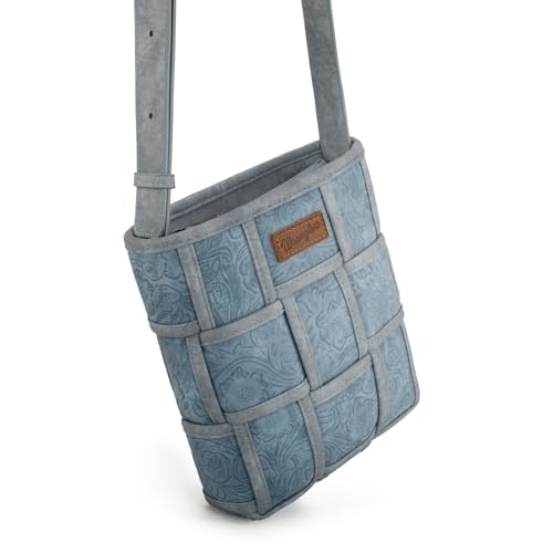 Image of Wrangler Woven Crossbody Bag for Women Vintage Floral Tooled Cross Body Purse