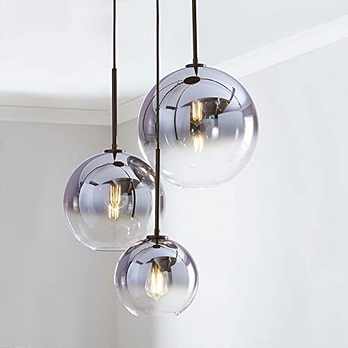 Lumières lustre suspension en verre argent éclairage restaurant moderne - 7