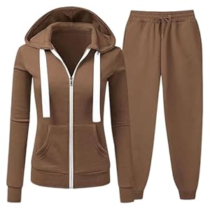 Generisch Damen Trainingsanzug mit Kapuzenjacke - Zweiteiliges Set aus Hoodie und Jogginghose | Sportlicher Freizeitanzug für Alltag und Sport