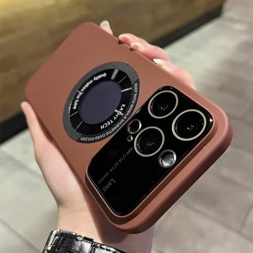 Étui de téléphone magnétique premium pour iPhone 14 Pro Max couleur marron
