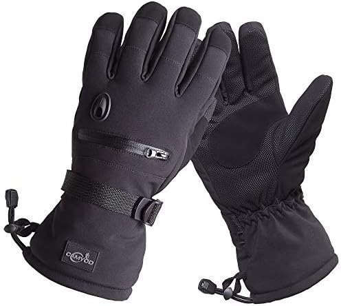 CAMYOD Waterproof Ski Snowboard Gloves with 3M Thinsulate,Zipper Pocket, Air Vent, Cold Weather Gloves for Men(Pocket,L)