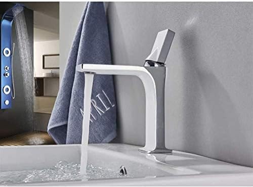 Robinet noir chaud froid en laiton pour vasque de salle de bain avec mitigeur blanc carré