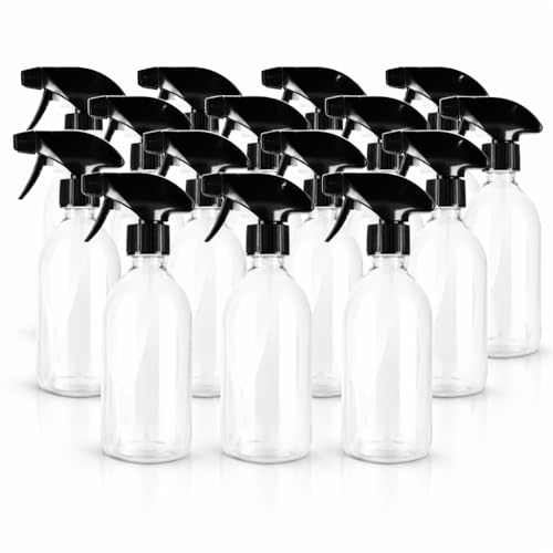 Image of TEC Spray Bottles 250ml Black Sprayer 30% RPET Refillable Clear Compact Plastic Bottle UK Made For Water, Cleaning, Laundry, Gardening & Ironing (12)