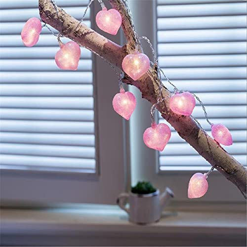 Guirlande lumineuse LED décorative pour la Saint Valentin, 1,5 m, 10 lumières, en forme de cœur, guirlande lumineuse à piles, pour l'extérieur et...