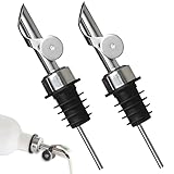 Ausgießer für Ölflaschen, 2 Stück Edelstahl Olivenöl Ausgießer,Mit Schutzkappe,Flaschenausgießer für Öl,Essig,Cocktails,Saft,Sirup - Silber