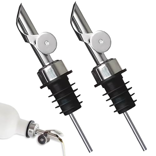 Ausgießer für Ölflaschen, 2 Stück Edelstahl Olivenöl Ausgießer,Mit Schutzkappe,Flaschenausgießer für Öl,Essig,Cocktails,Saft,Sirup - Silber