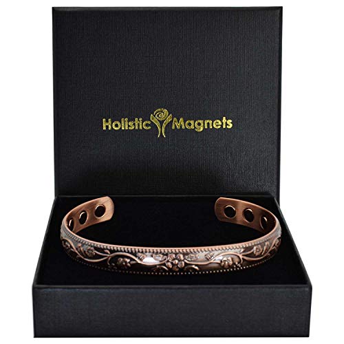Holistic Magnets Womens Copper Bracelets Arthritis Pain Relief Large Solid Copper Magnetic Bracelet Tendonitis Joint Wrist Healing Bangle-FC (L: Wrist 7-8.5 inch)