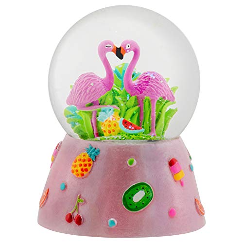 Musical 80Mm Snow Globe (Pink Summer Flamingo) #TOP3