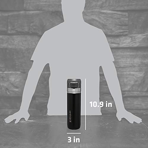 Image of Stanley Quick Flip GO Water Bottle 24 oz | Push Button Lid | Leakproof and Packable for Travel and Sports | Insulated Stainless Steel | BPA-Free | Matte Black