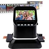 【Convertisseur de films en numérique】 : Transférez vos anciens films/diapositives sur la mémoire interne ou une carte SD (jusqu'à 128 Go, non incluse) et ajustez la luminosité et les couleurs.