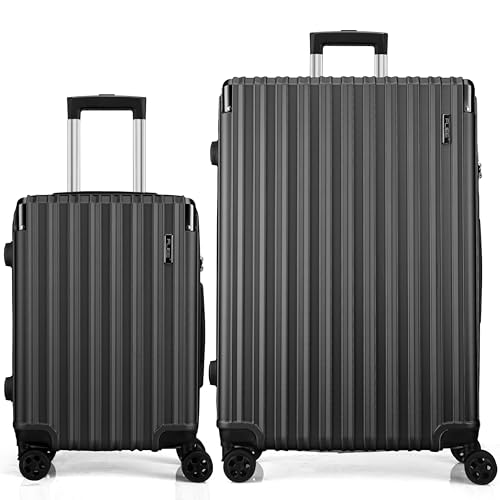 Image of FLIEE Luggage | Lightweight Hard Shell Suitcases | 4 Silent Dual Spinner Wheels | TSA 3 Digit Combination Lock | Aluminium Telescopic Handle | Luggage | (Grey, Cabin 20" + Large 28")