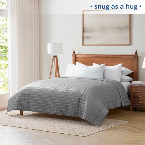 YnM Cooling Weighted Blanket for Adults, 15lbs Heavy Bed Throw Comforter with 100% PE Fabric, Ideal for Hot Sleepers or Summer Days(48x72 Inches for Twin/Full Bed, 15 Pounds, Grey)