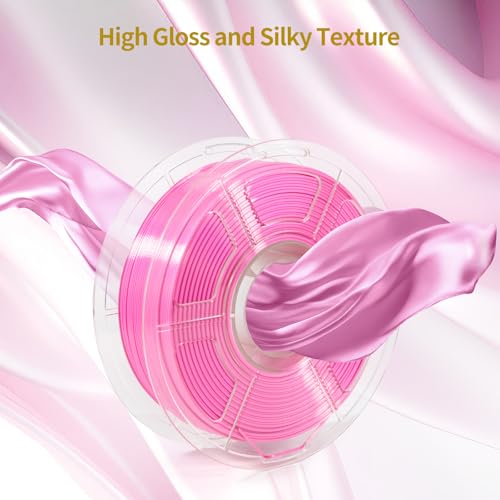 Image of IEMAI Pink Silk PLA Filament 1.75mm 1kg, Silky Glossy Finish 3D Printer Filament Max 600mm /s Printing, Enhanced Toughness & Neatly Wound for DIY, Art & Home Decor