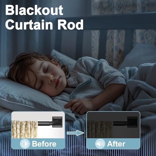 Room Darkening Curtain Rods for Windows 28 to 48Inches（2.33-4Ft）, Wrap Around Blackout Curtain Rods, Adjustable Heavy Duty Drapery Rods,Black - Thumbnail 3