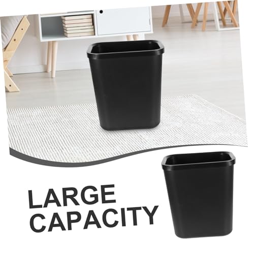Caneca de basura plástica rectangular negra HEALLILY miniatura 3