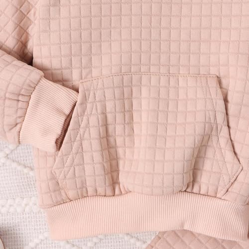 Kids Girls 2 Piece Outfit Long Sleeve Pullover Hooded Toddler Solid Sweatshirt & Sweatpants Sets Fall Winter Tracksuit3