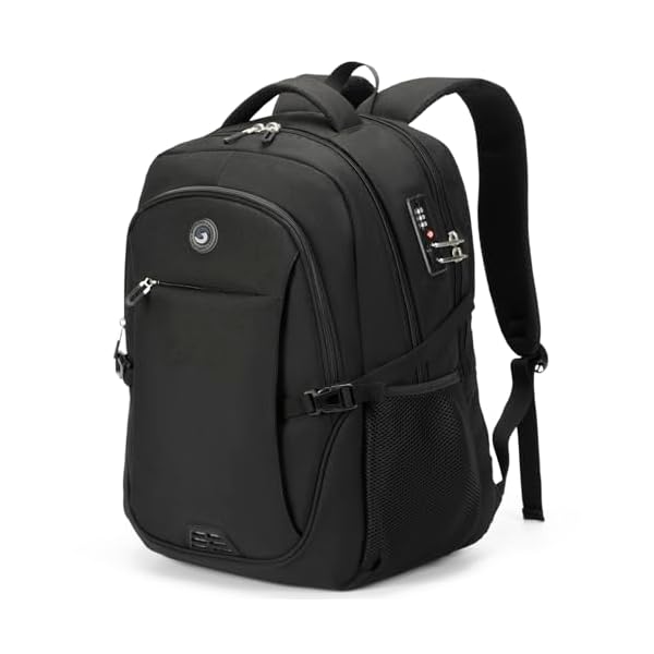 SHRRADOO Anti Theft Laptop Backpack Travel Backpacks with Combination Lock for Women Men High School College Backpack Computer Bag Fits 17 Inch Laptop,Grey