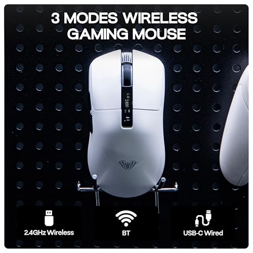 Image of MechLands Aula SC590 PRO Gaming Mouse with Display Screen, 2.4G /USB-C /BT Wireless Mouse with 500mAh Battery, Adjustable 20,000 DPI & 1000 Polling Rate, PAW3311 Sensor, for Win /Mac /Gaming (White)