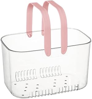 バスケット 風呂 かご 持ち運び 手提げ お風呂 バスシャワー カゴ シャワー温泉バッグ 多機能 カゴ 収納かご 水切り 温泉ポーチ スパ バス用品収納 化粧品入れ 省スペース 便利 小物収納 (ピンク)