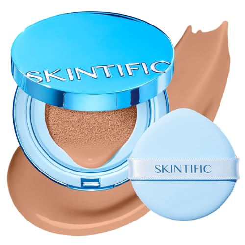 Image of SKINTIFIC Velvet Matte Cushion Foundation Blue #06 Honey | Full coverage matte finish, one-swipe flawless, oil control, long-lasting pore-blurring pressed powder for oily skin.