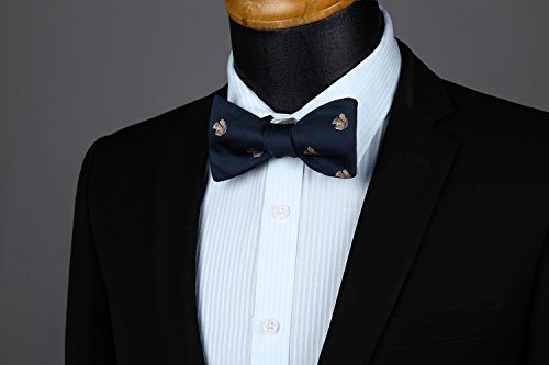 Image of HISDERN Bow Ties for Men Self Tie Animal Bowties Pocket Square Woven Silk Fun Bowtie Handkerchief Set for Wedding Party