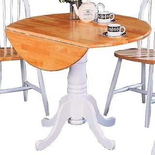 Damen Round Pedestal Drop Leaf Table Natural Brown and White