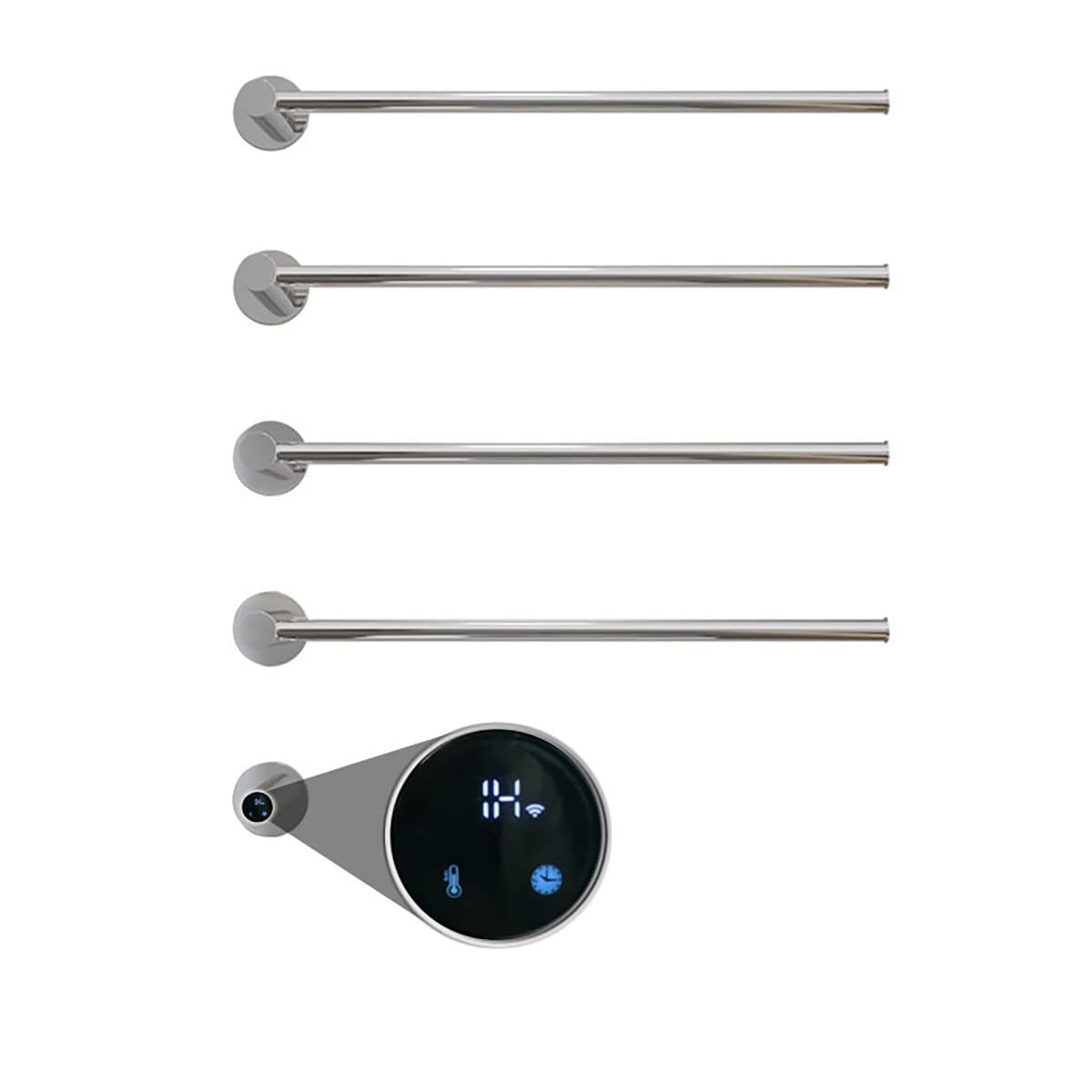 Calentador de toallas eléctrico de 4 barras con temporizador y control de temperatura de pared