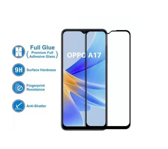 Image of Screen Protector for Oppo A17 (Black) Tempered Glass Edge-to-Edge 6D Screen Guard With Installation Kit