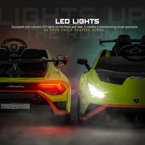 Image of Kawaii Kids Licensed Kids Rideon Car | Toyota Legender | Lamborghini | Manual Plus Remote Control | Lights and USB Music Player | Kids Age - 1-5 (Lamborghini, Green)