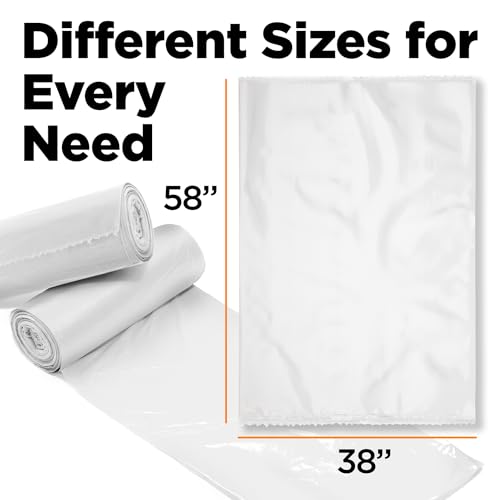 ToughBag Contractor Trash Bags 55-60 Gallon, Heavy Duty, 2.5 Mil Clear Garbage Bags, Tear-Resistant Large Trash Bags for Construction, Recycling & Home (50 Count) - Made in USA