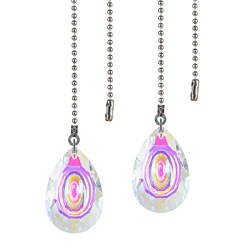 Image of 2 PCS Crystal AB Coating Ceiling Fan Pull Chain Extender Prisms Drop Gifts