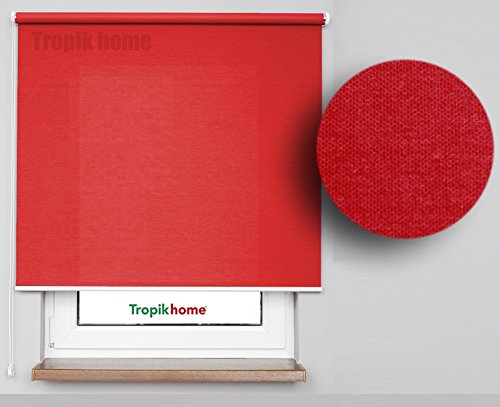Duschrollo FENSTERROLLO 45 cm BREITE 175 cm LANG ROT VERDUNKLUNG 50% SICHTSCHUTZROLLO INKL. SEILZUG Fenster Rollo KLEMMROLLO 45x175