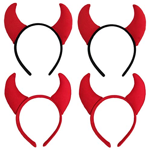 Halloween Devil Headband Devil Horns Hair Clips Hair Band Red Devils Ears Barrettes Women Devil Hairband Hair Hoop Party Decoration Cosplay Costume Headpiece Handmade Hair Accessories 4 Pack Headband